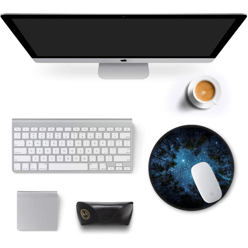 Auhoahsil Mouse Pad, Round Landscape Theme Anti-Slip Rubber Mousepad with Durable Stitched Edges for Gaming Office Laptop Computer Men Women Kids, Cute Custom Design, 8.7 x 8.7 in, Silent Night Sky - Image 3